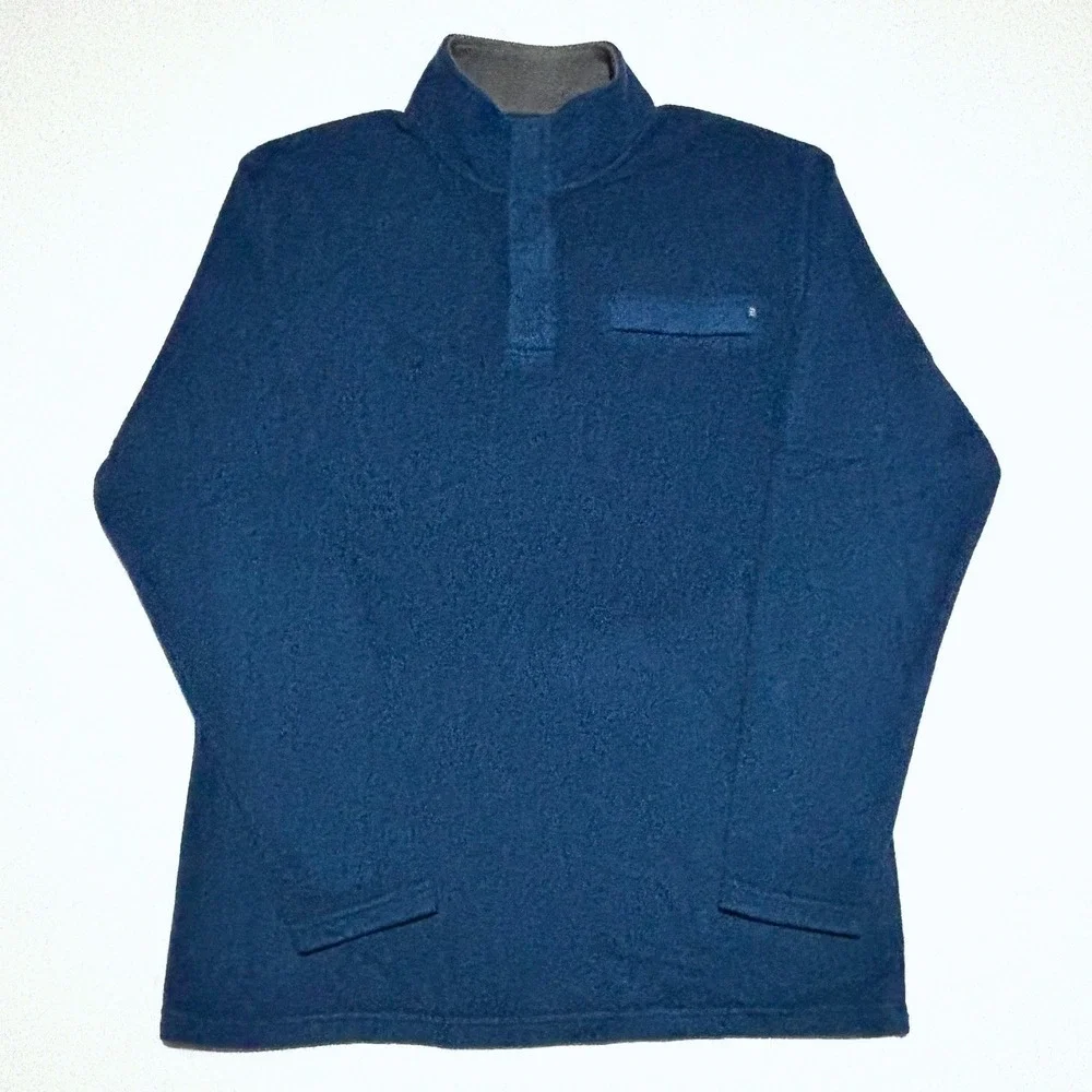 Free Fly Men's Lg Bamboo Gray Pullover Snap Fleece 1/4 Zip Mock Neck Gorpcore - Picture 1 of 8